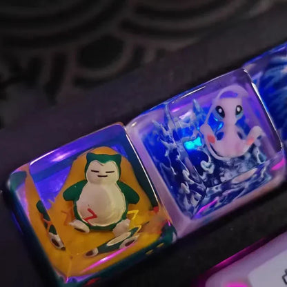 Keycaps Gengar Mewtwo Cross Shaft Pikachu Journeys Keycap New Stereo Cute Illustration Mechanical Keyboard Resin Keycap