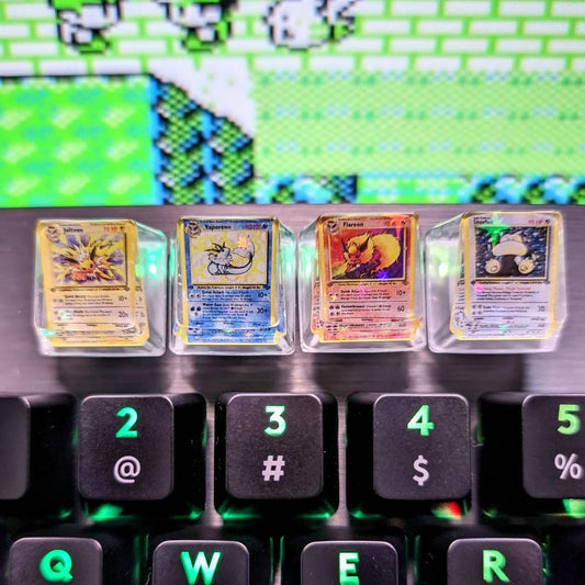 Miniature Holo Pokemon Card Keycaps - Jungle Set