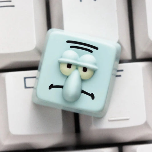 Cute Spongebob Patrick Squidward DIY Keycaps - Creative Cross-Shaped Cartoon Keycaps for Universal Mechanical Keyboards