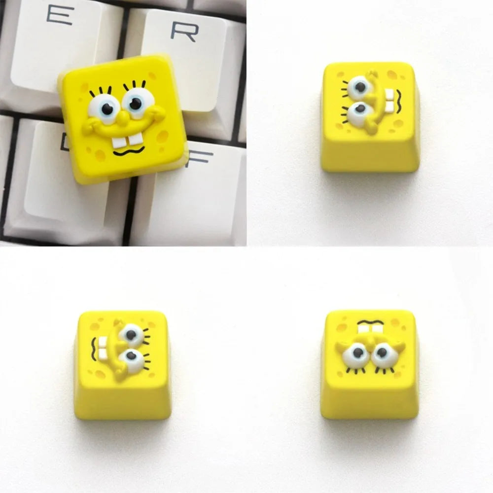Cute Spongebob Patrick Squidward DIY Keycaps - Creative Cross-Shaped Cartoon Keycaps for Universal Mechanical Keyboards