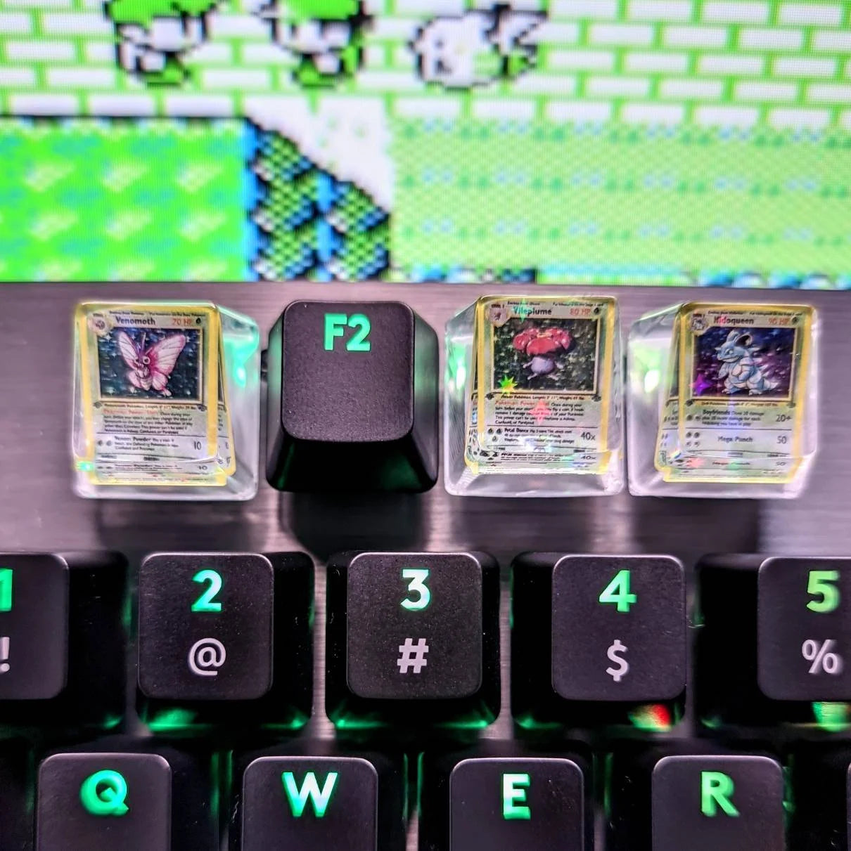 Miniature Holo Pokemon Card Keycaps - Jungle Set